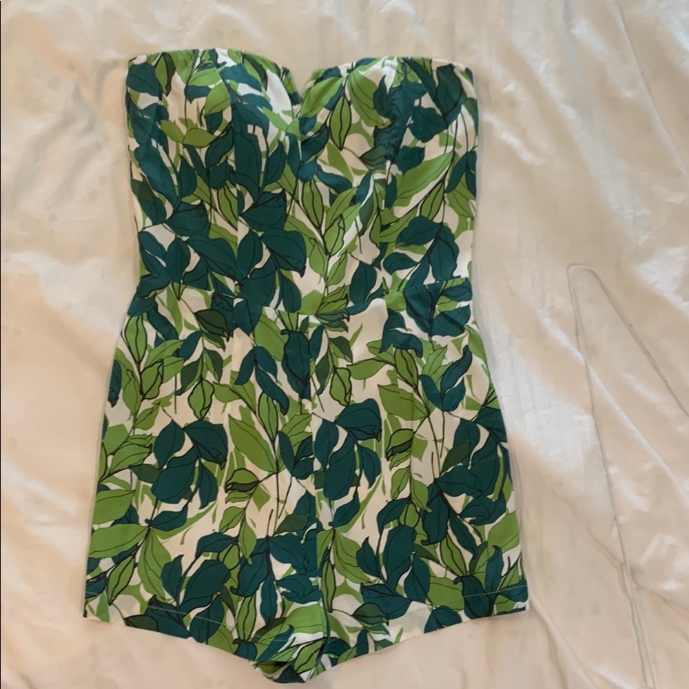 Charlie Jade Cream and Teal Strapless Romper